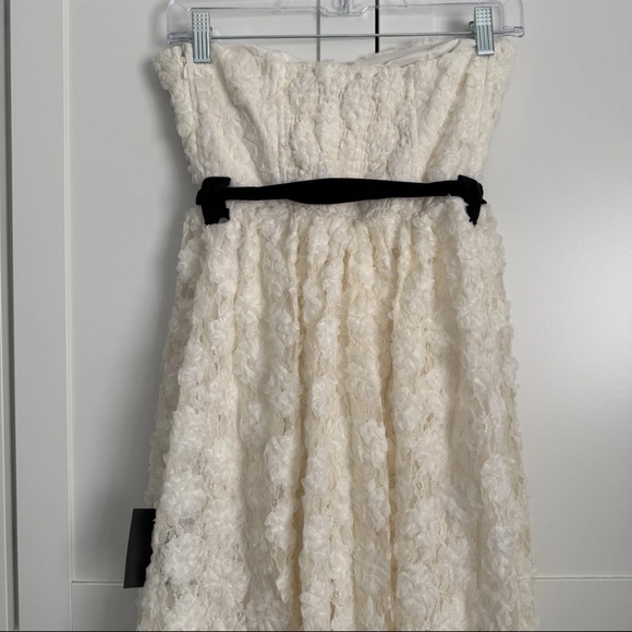 Lulu's Ivory 3D Floral Lace Strapless Midi Dress Formal Prom Wedding Party Gown - Picture 11 of 16